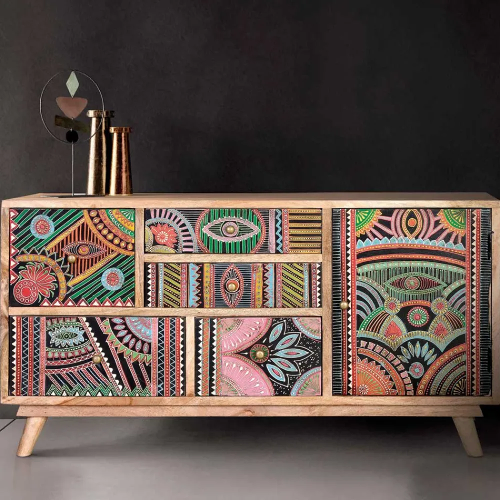 Wohnen Boho Style Kommode handbemalt - Winner