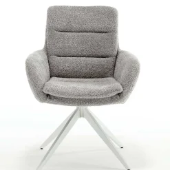 Wohnen Küchenstühle|Esszimmerstühle*Boucle Armlehnenstuhl in Grau - Lulumo (2er Set)