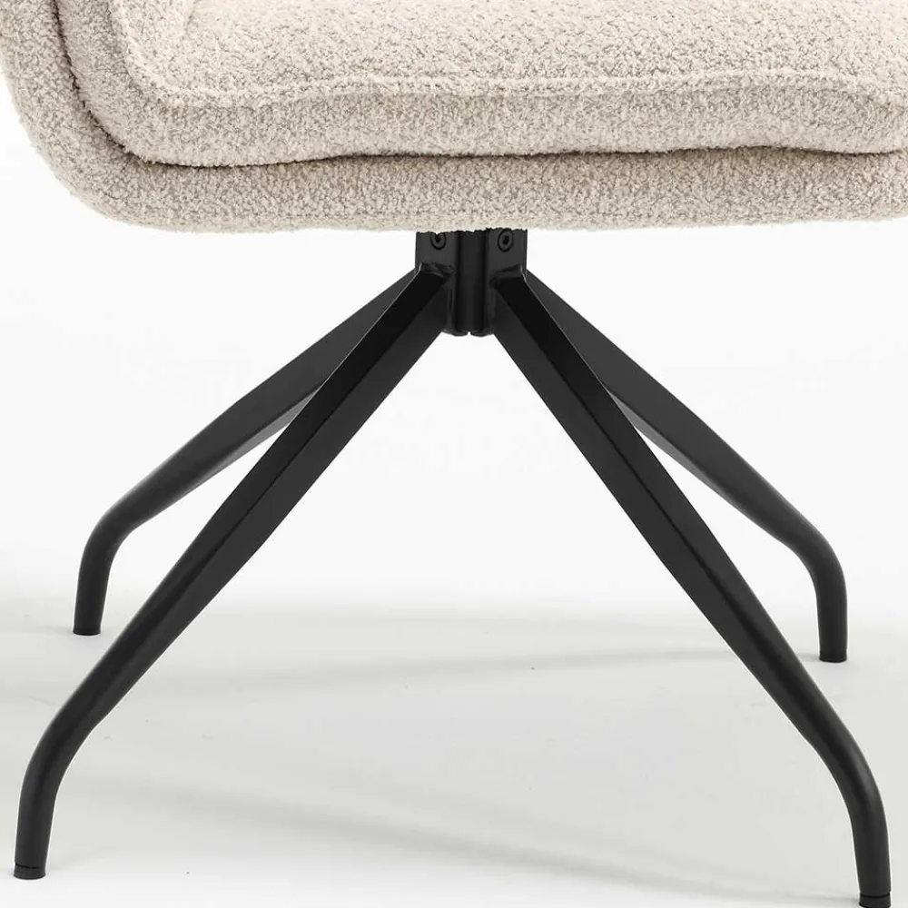 Wohnen Boucle Drehstuhl in Creme - Rocono
