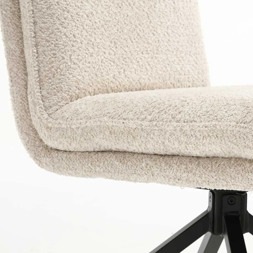 Wohnen Boucle Drehstuhl in Creme - Rocono