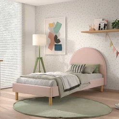 Wohnen Boucle Einzelbett in Rosa mit Natur - Skylab