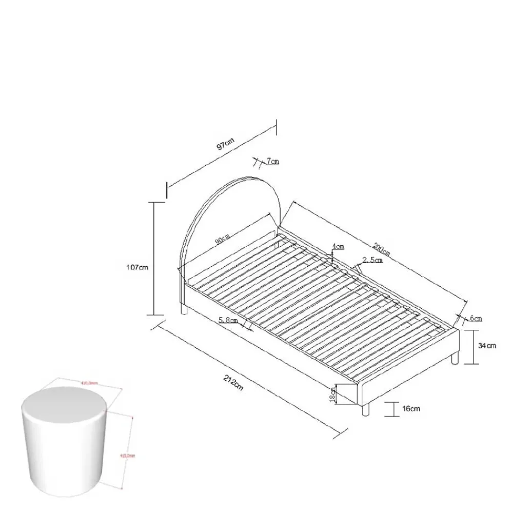 Wohnen Boucle Einzelbett in Rosa mit Natur - Skylab
