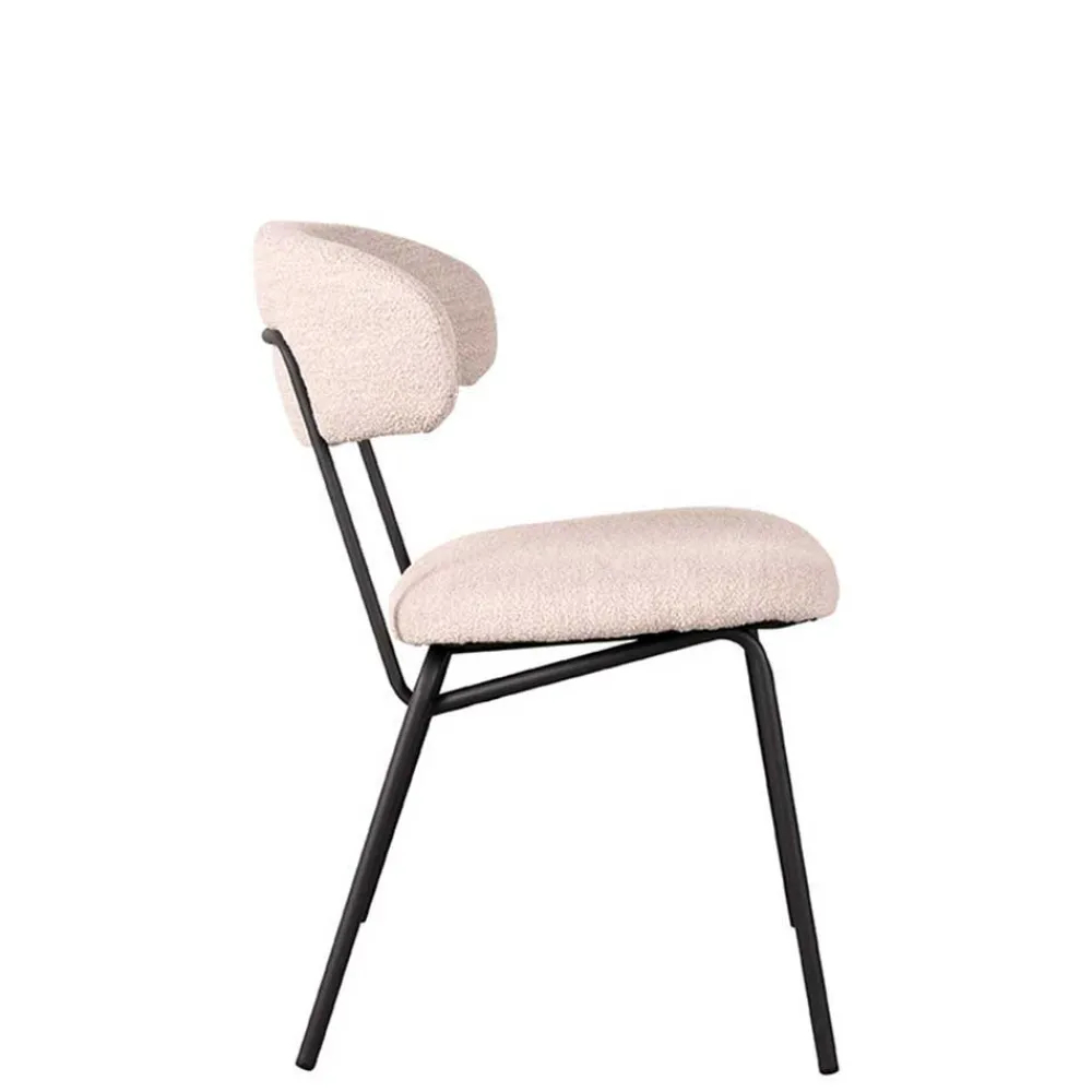 Wohnen Küchenstühle|Esszimmerstühle*Boucle Polsterstuhl in Beigegrau - Flair (2er Set)