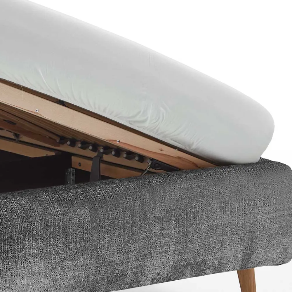 Wohnen Boucle Stauraumbett in Anthrazit - Seen