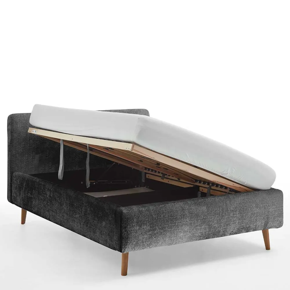 Wohnen Boucle Stauraumbett in Anthrazit - Seen