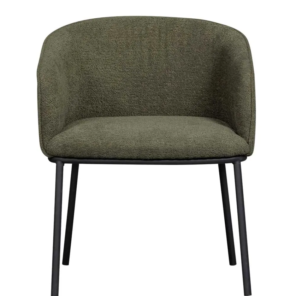 Wohnen Küchenstühle|Esszimmerstühle*Boucle Tischsessel in Dunkelgrün - Norian