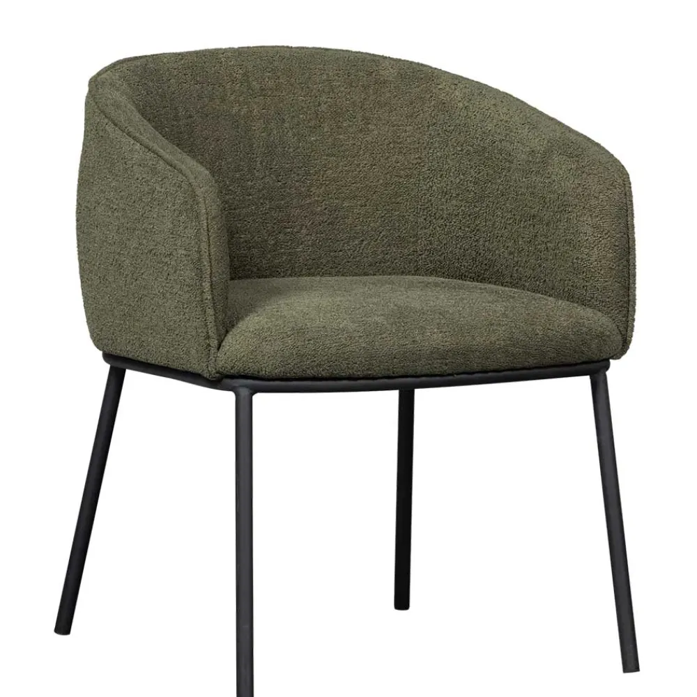 Wohnen Küchenstühle|Esszimmerstühle*Boucle Tischsessel in Dunkelgrün - Norian