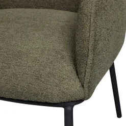 Wohnen Küchenstühle|Esszimmerstühle*Boucle Tischsessel in Dunkelgrün - Norian