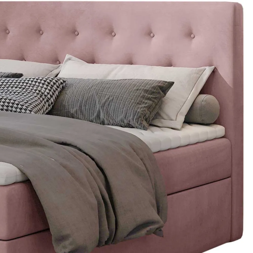 Wohnen Betten|Betten*Boxbett in Altrosa - matter Samt - Fernand