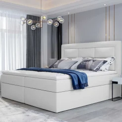 Wohnen Boxbett in Weiß Kunstleder - Larvito