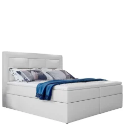 Wohnen Boxbett in Weiß Kunstleder - Larvito