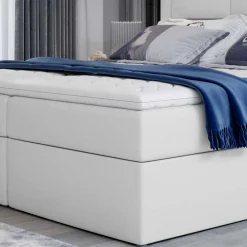 Wohnen Boxbett in Weiß Kunstleder - Larvito