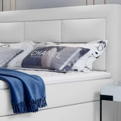 Wohnen Boxbett in Weiß Kunstleder - Larvito