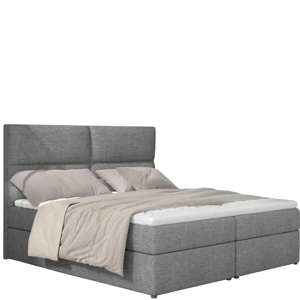 Wohnen Boxbett mit grauem Webstoffbezug - Loerena