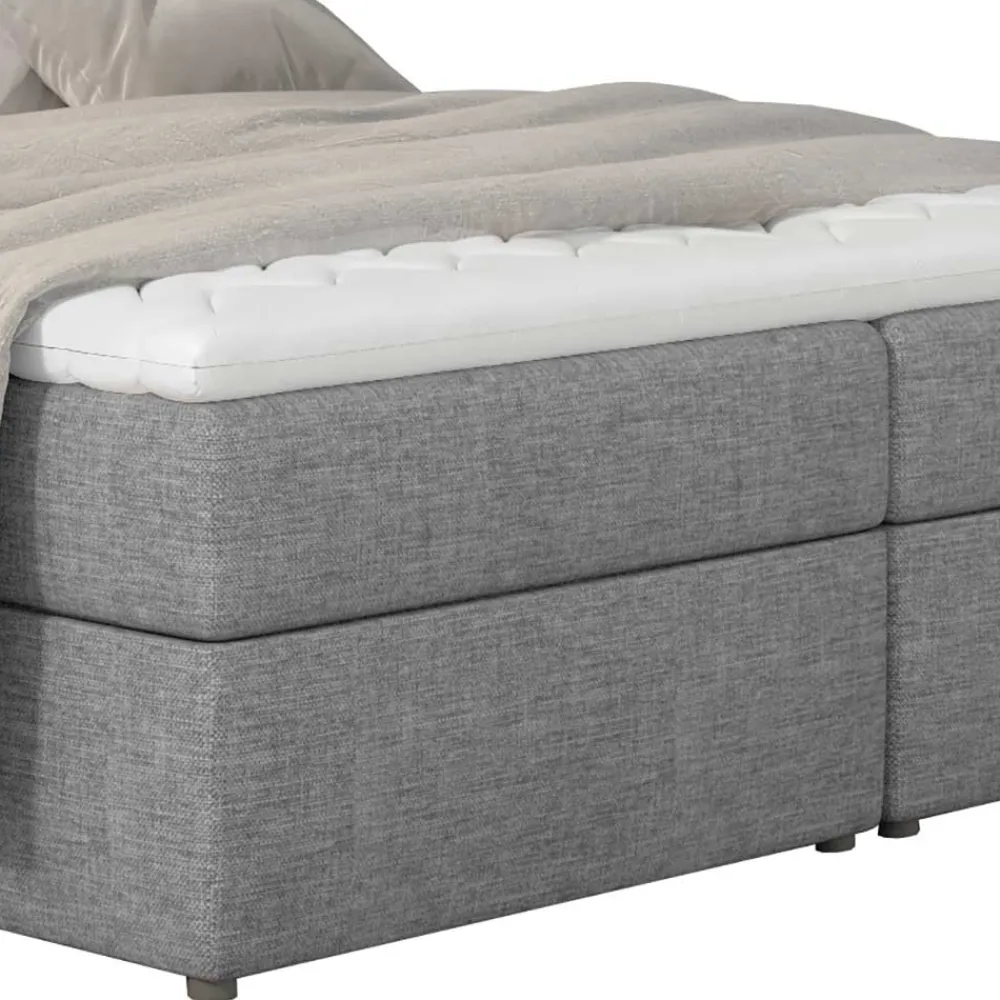 Wohnen Boxbett mit grauem Webstoffbezug - Loerena