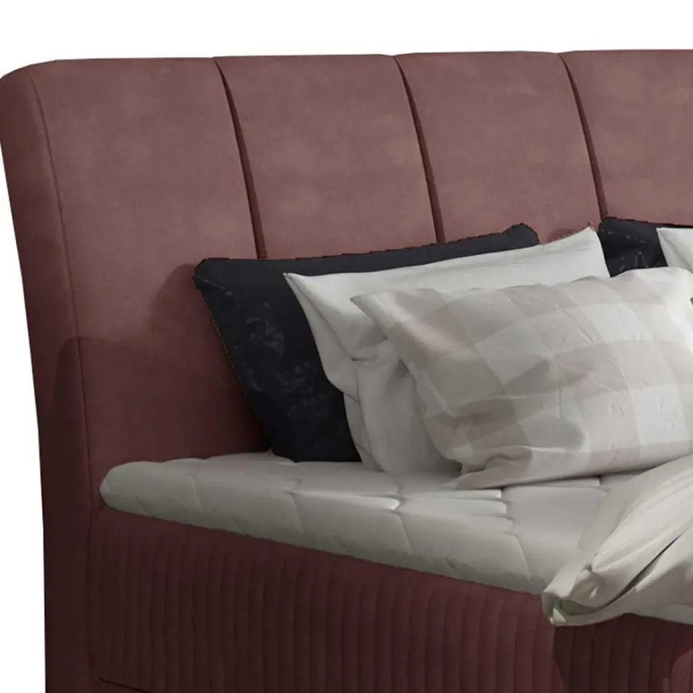 Wohnen Boxbett mit Matratzen in Rosenholz Velours - Serves