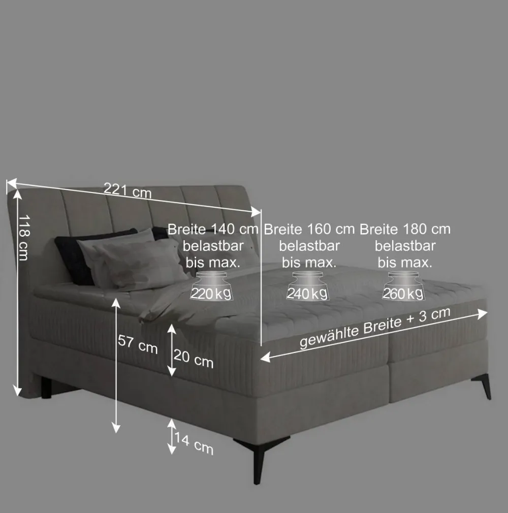 Wohnen Boxbett mit Matratzen in Rosenholz Velours - Serves