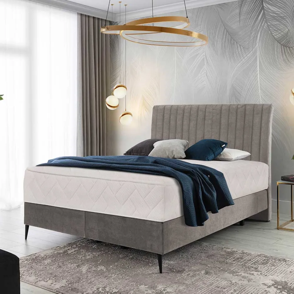 Wohnen Retro Möbel*Boxspringbett in Beige Webstoff - Fiafanda