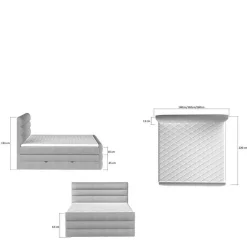 Wohnen Jugendbetten*Boxspringbett in Dunkelgrau Samt - Batros