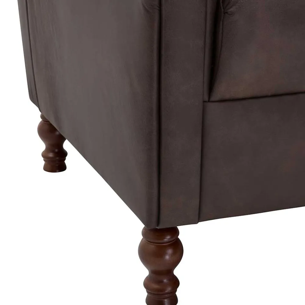 Wohnen Sessel|Chesterfield Möbel*Brauner Federkernsessel mit Lederbezug - Chesterfield - Esmea