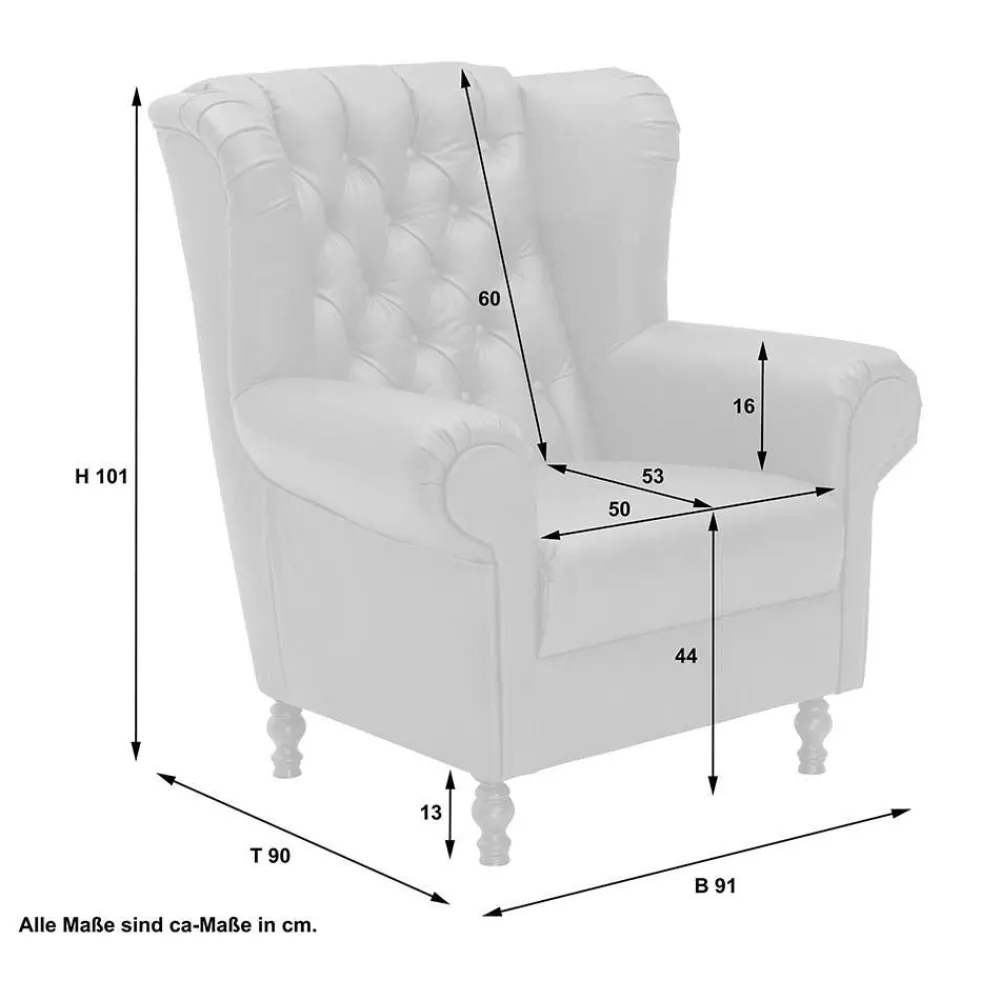 Wohnen Sessel|Chesterfield Möbel*Brauner Federkernsessel mit Lederbezug - Chesterfield - Esmea