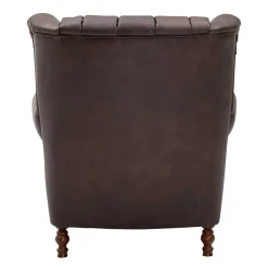 Wohnen Sessel|Chesterfield Möbel*Brauner Federkernsessel mit Lederbezug - Chesterfield - Esmea