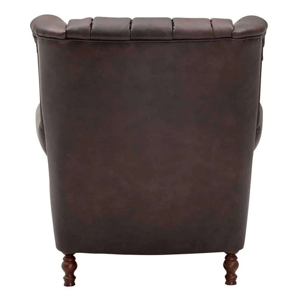 Wohnen Sessel|Chesterfield Möbel*Brauner Federkernsessel mit Lederbezug - Chesterfield - Esmea