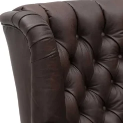 Wohnen Sessel|Chesterfield Möbel*Brauner Federkernsessel mit Lederbezug - Chesterfield - Esmea