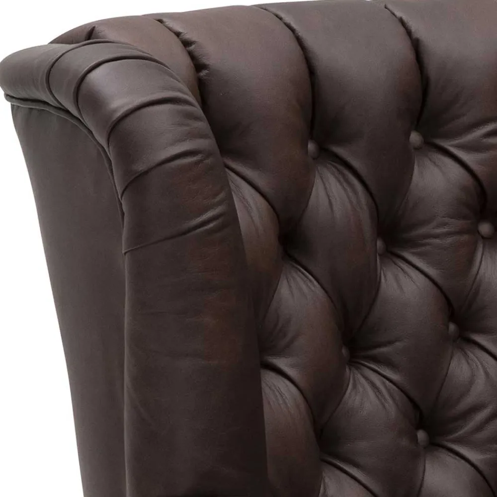 Wohnen Sessel|Chesterfield Möbel*Brauner Federkernsessel mit Lederbezug - Chesterfield - Esmea