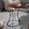 Wohnen Sessel & Hocker|Barhocker*Brauner Lederhocker mit rundem Sitz - Cintago
