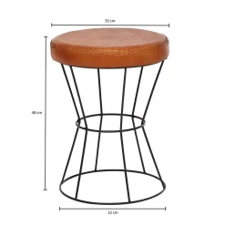 Wohnen Sessel & Hocker|Barhocker*Brauner Lederhocker mit rundem Sitz - Cintago