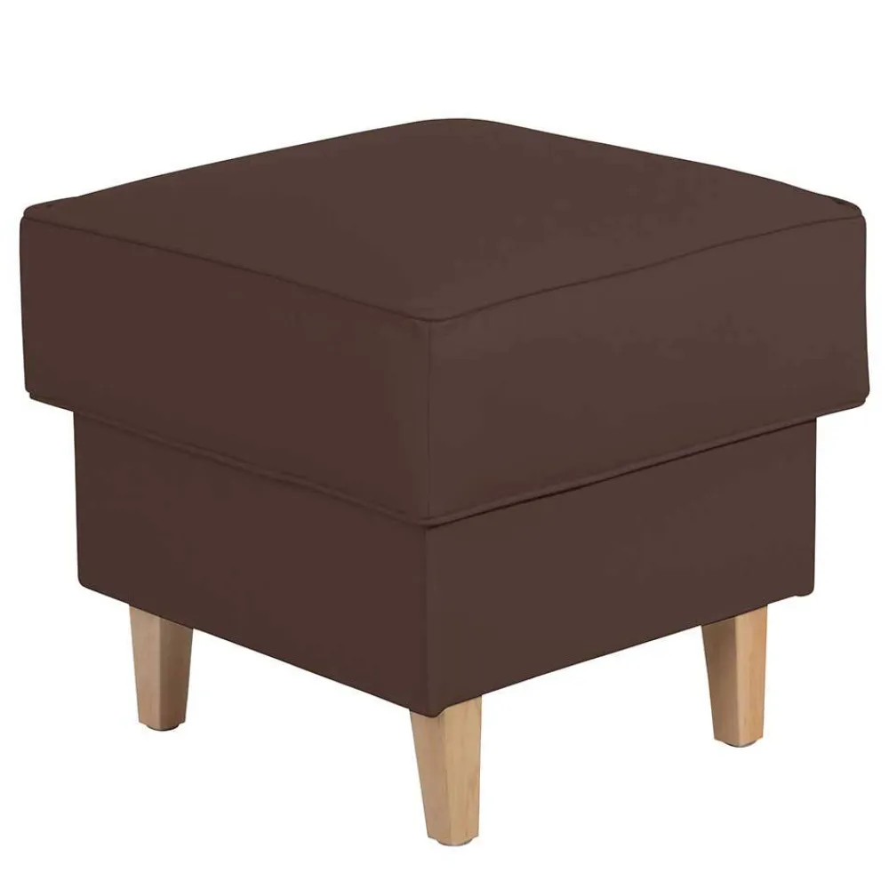 Wohnen Brauner Polsterhocker mit Kunstlederbezug - Revelinda