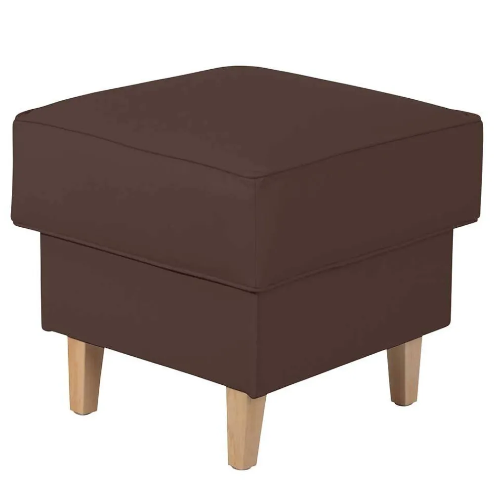 Wohnen Brauner Polsterhocker mit Kunstlederbezug - Revelinda