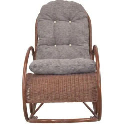 Wohnen Rattanmöbel*Brauner Schaukelstuhl aus lackiertem Rattan - Asalion