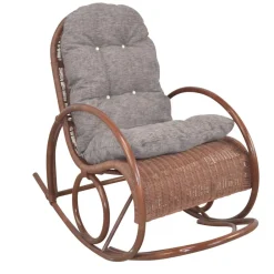 Wohnen Rattanmöbel*Brauner Schaukelstuhl aus lackiertem Rattan - Asalion