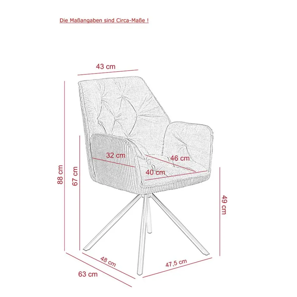 Wohnen Brauner Tischsessel aus Samtvelours - Bostan (2er Set)