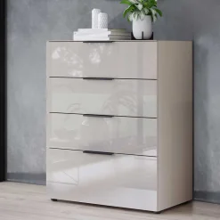 Wohnen Breite Hochkommode in Hellgrau - Aquara