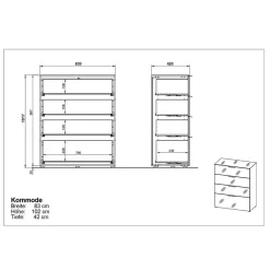 Wohnen Breite Hochkommode in Hellgrau - Aquara