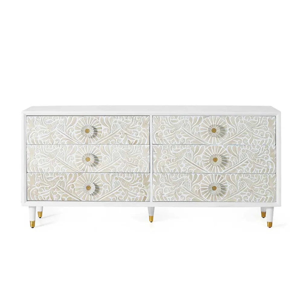 Wohnen Vintage Möbel*Breite Kommode mit sechs Schubladen - Triboot