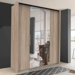 Wohnen Jugendzimmerschränke*Breiter Falttüren-Schrank mit Spiegel - Zayun