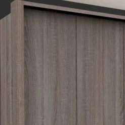 Wohnen Breiter Kleiderschrank in Eiche Dunkel - Crenba