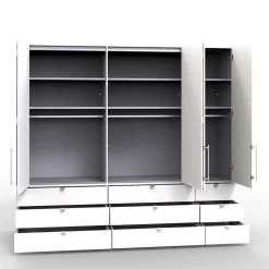 Wohnen Breiter Kleiderschrank in Eiche Dunkel - Crenba