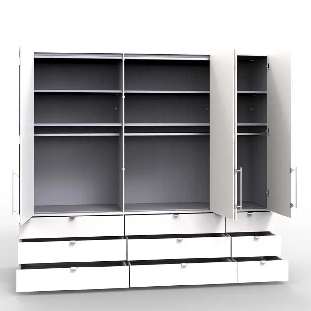 Wohnen Breiter Kleiderschrank in Eiche Dunkel - Crenba