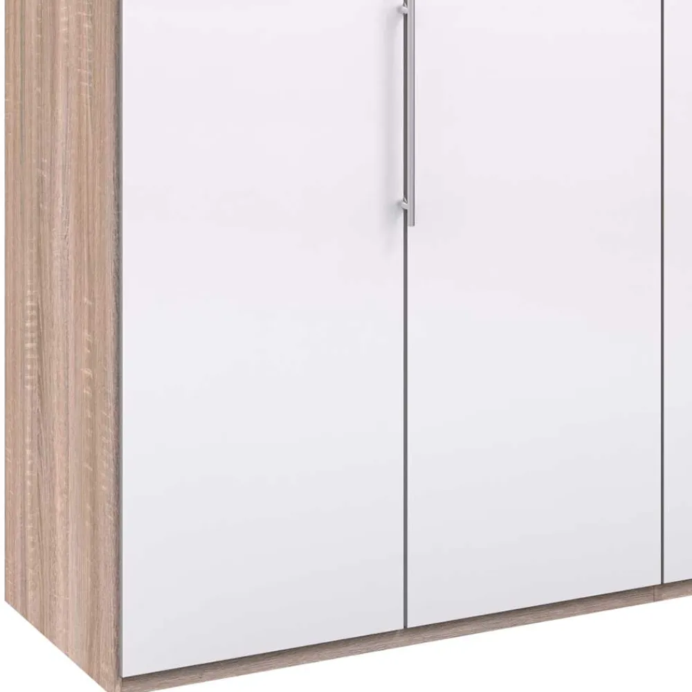 Wohnen Breiter Schlafzimmerschrank mit weißer Glasfront - Bosays