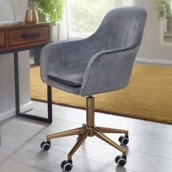 Wohnen Bürostühle*Büro Drehstuhl aus Samt in Grau - Horn