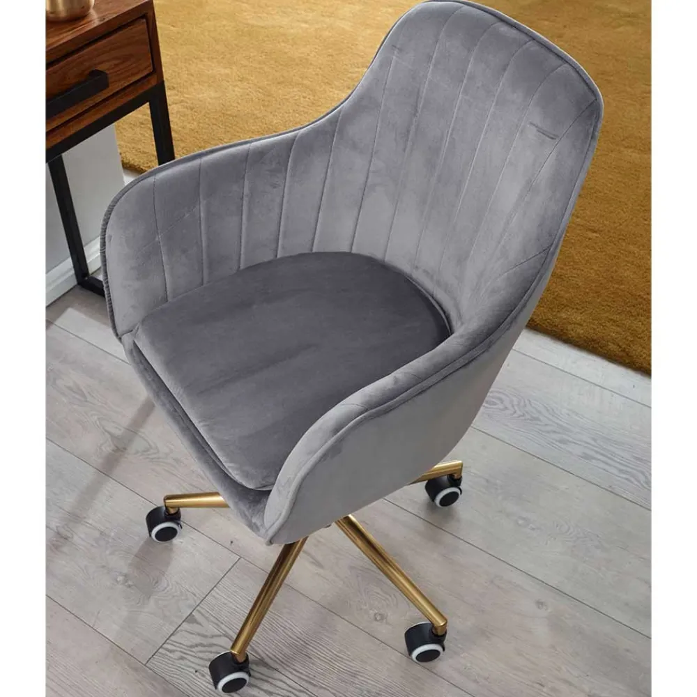 Wohnen Bürostühle*Büro Drehstuhl aus Samt in Grau - Horn