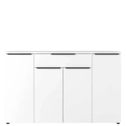 Wohnen Weiße Möbel|Küchenschränke*Büro Highboard in Weiß mit schwarzen Griffen - Sparkle