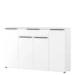 Wohnen Weiße Möbel|Küchenschränke*Büro Highboard in Weiß mit schwarzen Griffen - Sparkle