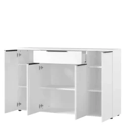 Wohnen Weiße Möbel|Küchenschränke*Büro Highboard in Weiß mit schwarzen Griffen - Sparkle