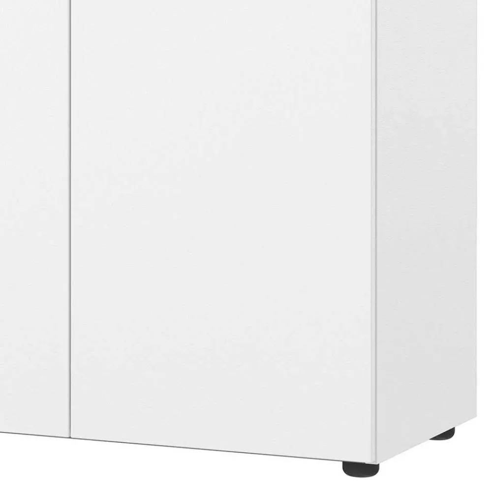 Wohnen Weiße Möbel|Küchenschränke*Büro Highboard in Weiß mit schwarzen Griffen - Sparkle